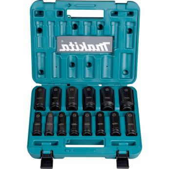 Makita - sada nástrčných klíčů prodloužených čtyřhran 1/2" IMPACT BLACK 14 ks v plastovém kufru E-16586