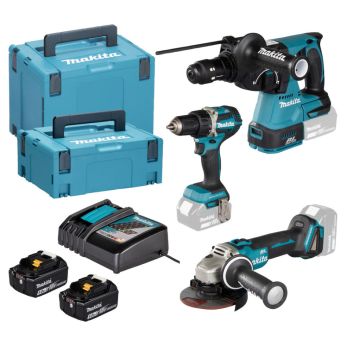 Makita - Aku sada DDF484+DGA504+DHR243 Li-ion LXT 18V/5,0Ah DLX3195JX1