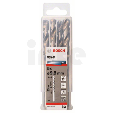 BOSCH Vrták do kovu PRO Metal HSS-G standardní délky, 9,8 × 87 × 133 mm, 5 ks 2608595338