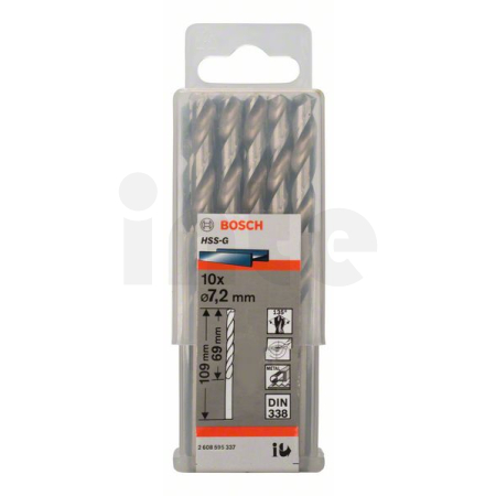 BOSCH Vrtáky do kovu HSS-G, DIN 338, 10 ks 2608595337