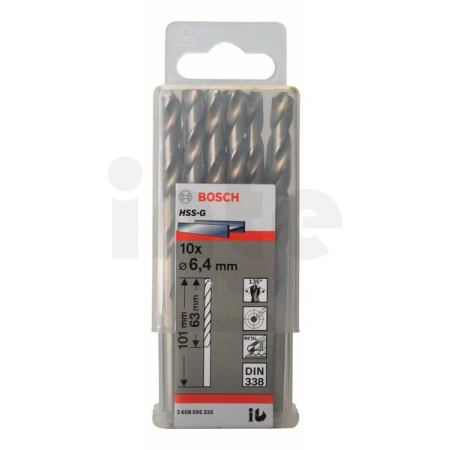 BOSCH Vrtáky do kovu HSS-G, DIN 338, 10 ks 2608595335