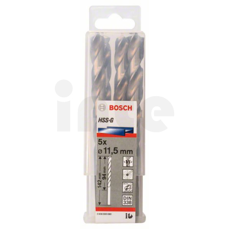 BOSCH Vrtáky do kovu HSS-G, DIN 338, 5 ks 2608595080