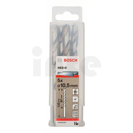 BOSCH Vrtáky do kovu HSS-G, DIN 338, 5 ks 2608595078