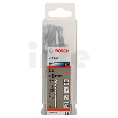 BOSCH Vrtáky do kovu HSS-G, DIN 338, 5 ks 2608595072