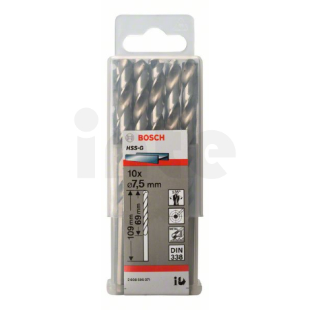 BOSCH Vrtáky do kovu HSS-G, DIN 338, 10 ks 2608595071