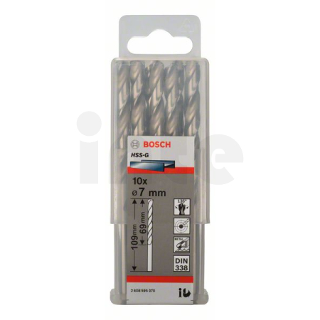 BOSCH Vrtáky do kovu HSS-G, DIN 338, 10 ks 2608595070