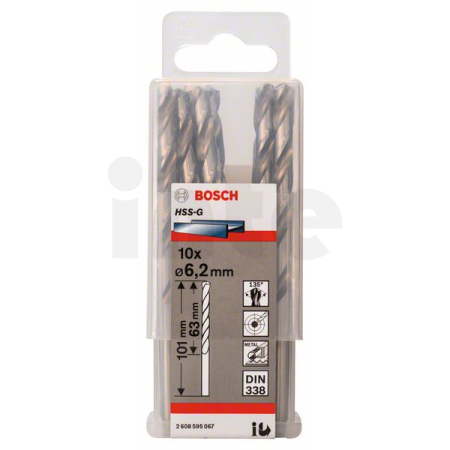 BOSCH Vrtáky do kovu HSS-G, DIN 338, 10 ks 2608595067