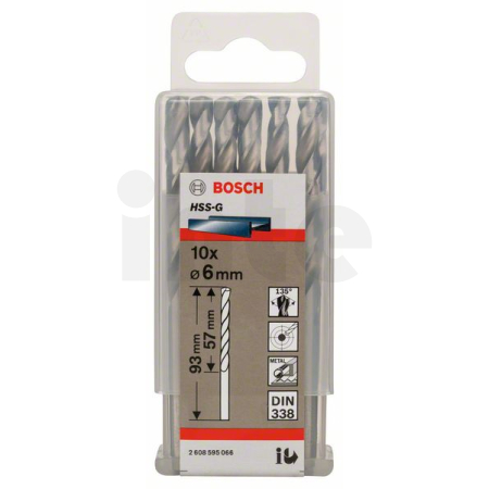 BOSCH Vrtáky do kovu HSS-G, DIN 338, 10 ks 2608595066