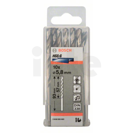 BOSCH Vrtáky do kovu HSS-G, DIN 338, 10 ks 2608595065