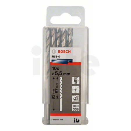 BOSCH Vrtáky do kovu HSS-G, DIN 338, 10 ks 2608595064
