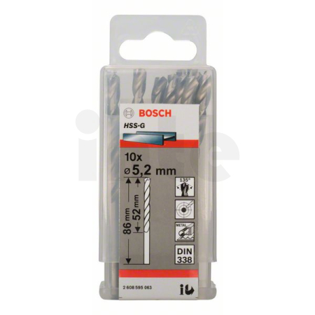 BOSCH Vrtáky do kovu HSS-G, DIN 338, 10 ks 2608595063