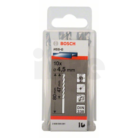 BOSCH Vrtáky do kovu HSS-G, DIN 338, 10 ks 2608595061