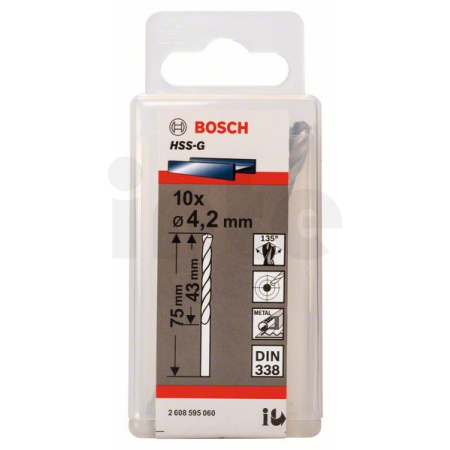 BOSCH Vrtáky do kovu HSS-G, DIN 338, 10 ks 2608595060