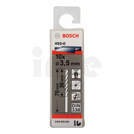 BOSCH Vrtáky do kovu HSS-G, DIN 338, 10 ks 2608595058