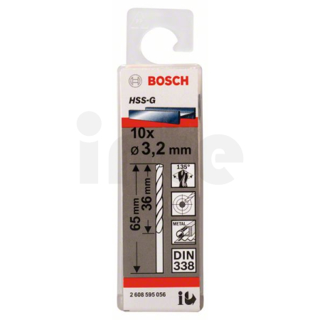 BOSCH Vrtáky do kovu HSS-G, DIN 338, 10 ks 2608595056
