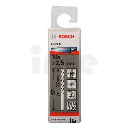 BOSCH Vrtáky do kovu HSS-G, DIN 338, 10 ks 2608595053