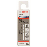 BOSCH Vrtáky do kovu HSS-G, DIN 338, 10 ks 2608595052