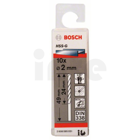 BOSCH Vrtáky do kovu HSS-G, DIN 338, 10 ks 2608595051