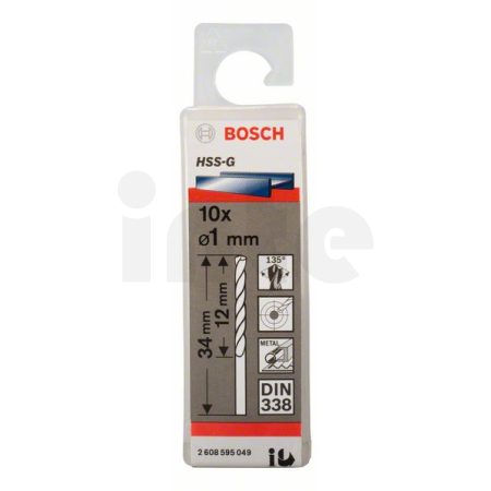 BOSCH Vrtáky do kovu HSS-G, DIN 338, 10 ks 2608595049