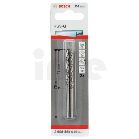 BOSCH Vrtáky do kovu HSS-G, DIN 338, 2 ks 2608585916