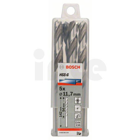 BOSCH Vrtáky do kovu HSS-G, DIN 338, 5 ks 2608585535