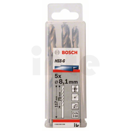 BOSCH Vrtáky do kovu HSS-G, DIN 338, 5 ks 2608585508