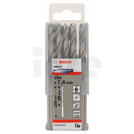 BOSCH Vrtáky do kovu HSS-G, DIN 338, 10 ks 2608585503