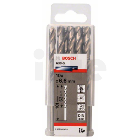BOSCH Vrták do kovu PRO Metal HSS-G standardní délky, 6,6 × 63 × 101 mm, 10 ks 2608585499