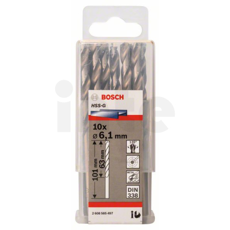BOSCH Vrtáky do kovu HSS-G, DIN 338, 10 ks 2608585497