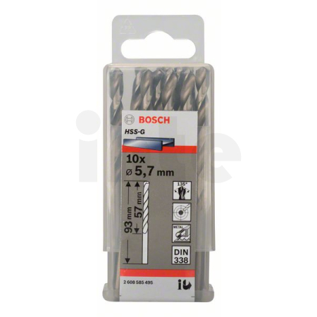 BOSCH Vrtáky do kovu HSS-G, DIN 338, 10 ks 2608585495