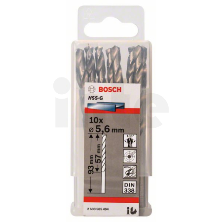 BOSCH Vrtáky do kovu HSS-G, DIN 338, 10 ks 2608585494