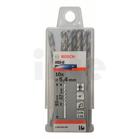 BOSCH Vrták do kovu PRO Metal HSS-G standardní délky, 5,4 × 57 × 93 mm, 10 ks 2608585493