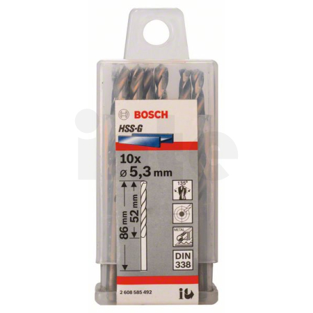 BOSCH Vrtáky do kovu HSS-G, DIN 338, 10 ks 2608585492