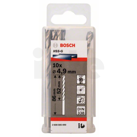 BOSCH Vrtáky do kovu HSS-G, DIN 33, 10 ks 2608585490
