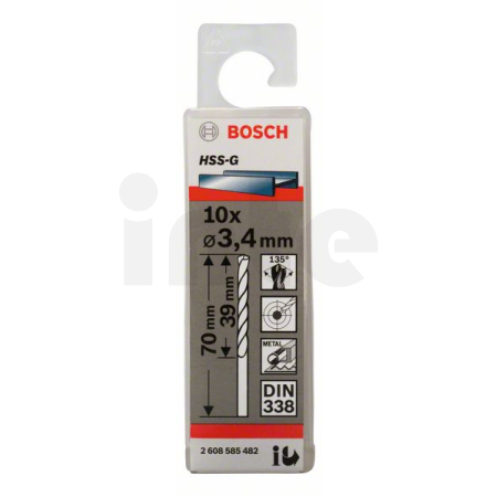BOSCH Vrtáky do kovu HSS-G, DIN 338, 10 ks 2608585482