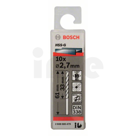 BOSCH Vrtáky do kovu HSS-G, DIN 338, 10 ks 2608585479