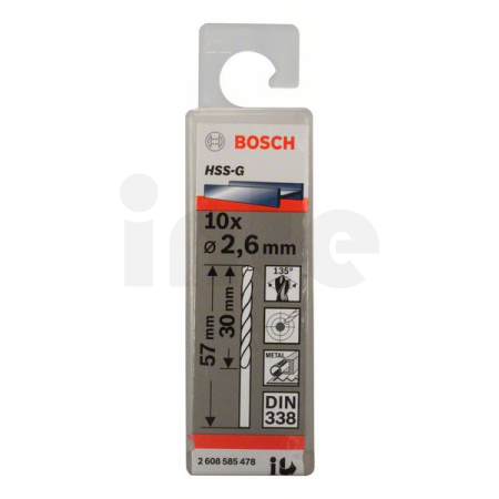 BOSCH Vrtáky do kovu HSS-G, DIN 338, 10 ks 2608585478