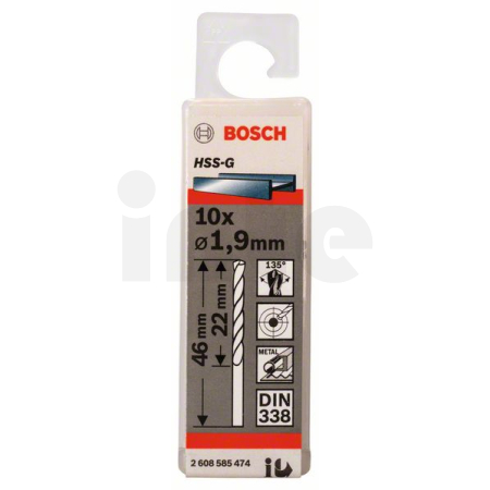 BOSCH Vrtáky do kovu HSS-G, DIN 338, 10 ks 2608585474