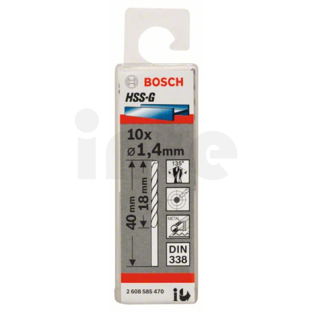 BOSCH Vrták do kovu PRO Metal HSS-G standardní délky, 1,4 × 18 × 40 mm, 10 ks 2608585470