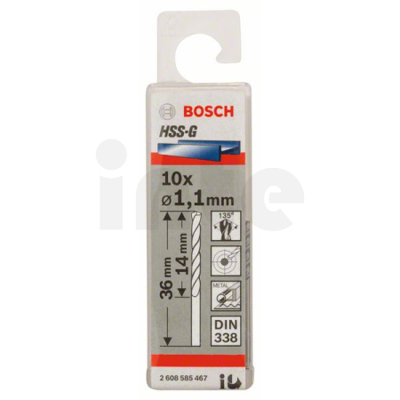 BOSCH Vrtáky do kovu HSS-G, DIN 338, 10 ks 2608585467