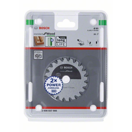BOSCH Pilový kotouč Standard for Wood pro akumulátorové pily 85×1,1/0,7×15 T20 2608837666
