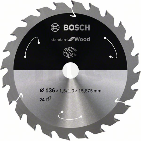 BOSCH Pilový kotouč Standard for Wood pro akumulátorové pily 136 × 1,5/1 × 15,875 T24 2608837667