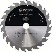 BOSCH Pilový kotouč Standard for Wood pro akumulátorové pily 136 × 1,5/1 × 15,875 T24 2608837667