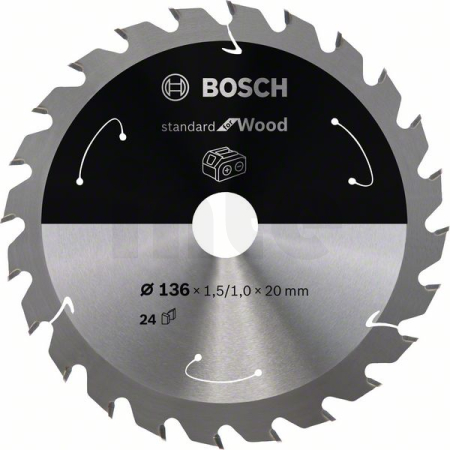 BOSCH Pilový kotouč Standard for Wood pro akumulátorové pily 136 × 1,5/1 × 20 T24 2608837668