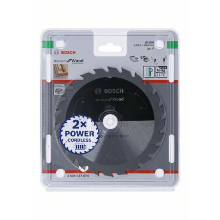 BOSCH Pilový kotouč Standard for Wood pro akumulátorové pily 150 × 1,6/1 × 20 T24 2608837674