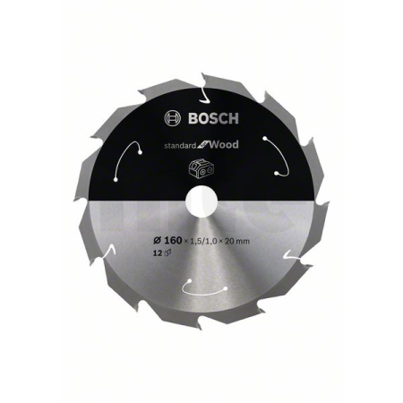 BOSCH Pilový kotouč Standard for Wood pro akumulátorové pily 160 × 1,5/1 × 20 T12 2608837675