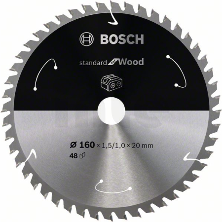 BOSCH Pilový kotouč Standard for Wood pro akumulátorové pily 160 × 1,5/1 × 20 T48 2608837678