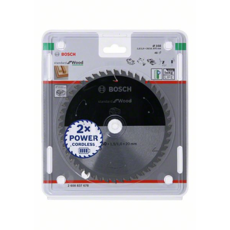 BOSCH Pilový kotouč Standard for Wood pro akumulátorové pily 160 × 1,5/1 × 20 T48 2608837678
