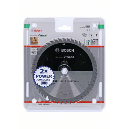 BOSCH Pilový kotouč Standard for Wood pro akumulátorové pily 165 × 1,5/1 × 15,875 T48 2608837683