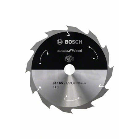 BOSCH Pilový kotouč Standard for Wood pro akumulátorové pily 165 × 1,5/1 × 20 T12 2608837684